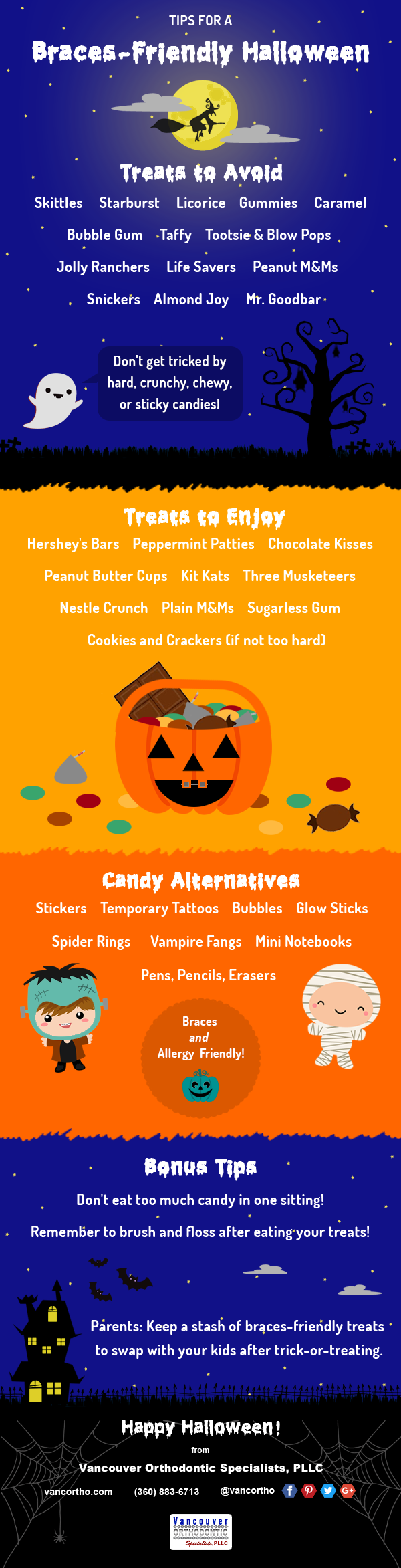 Halloween candy that is safe for braces and what to avoid